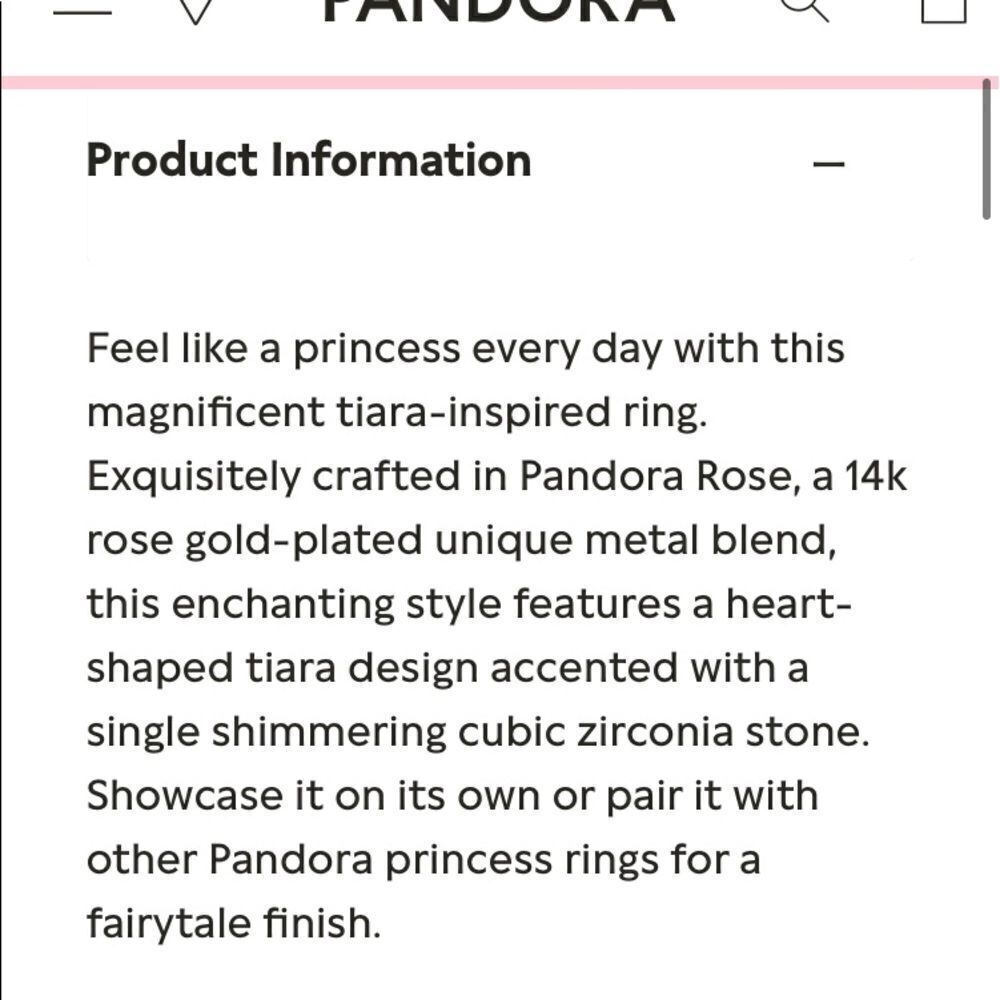 NEW UNUSED PANDORA TIARA RING - Picture 3 of 6